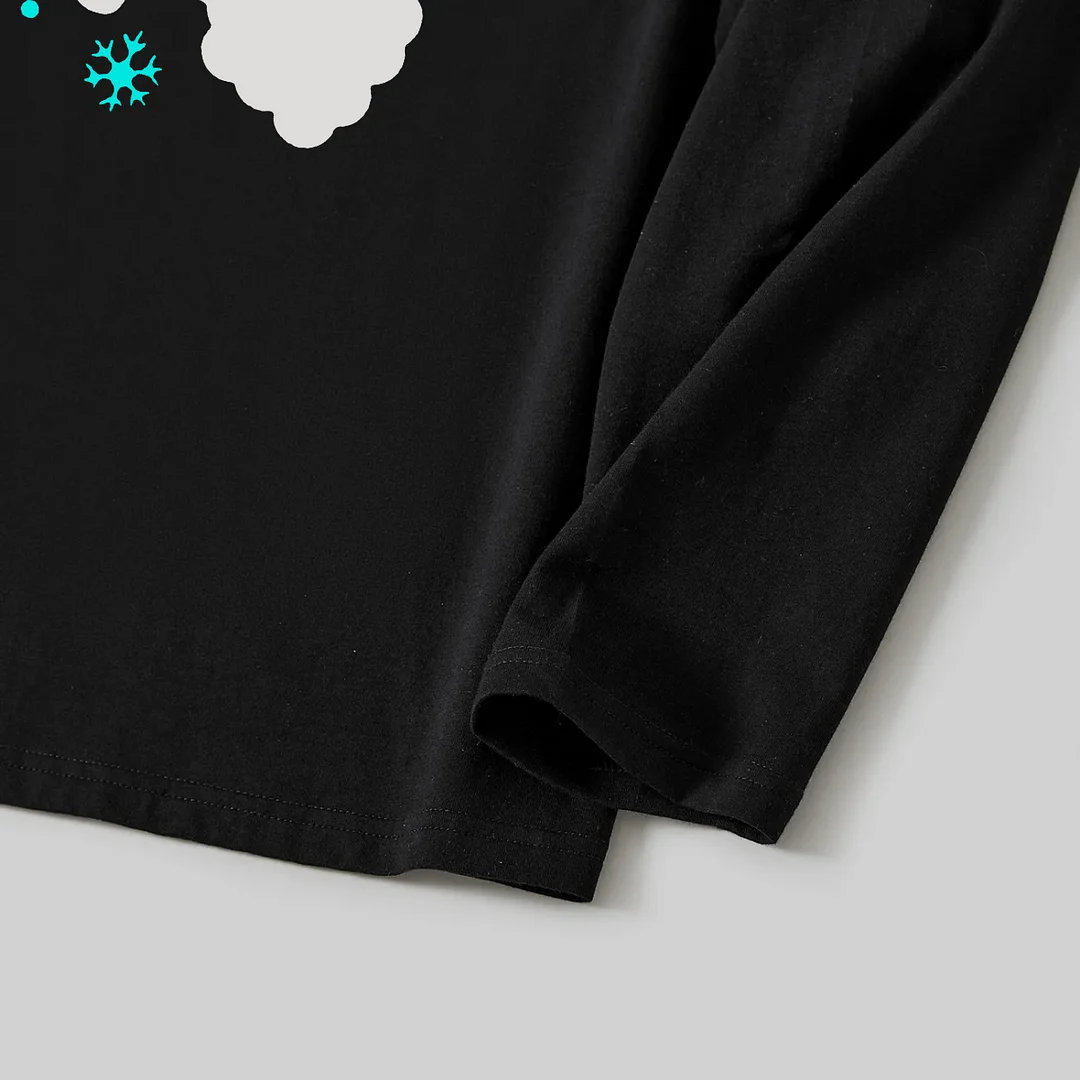 Christmas "HO HO HO" Text Print Black Long Sleeve Top with Green and Black Plaid Family Matching Pajamas