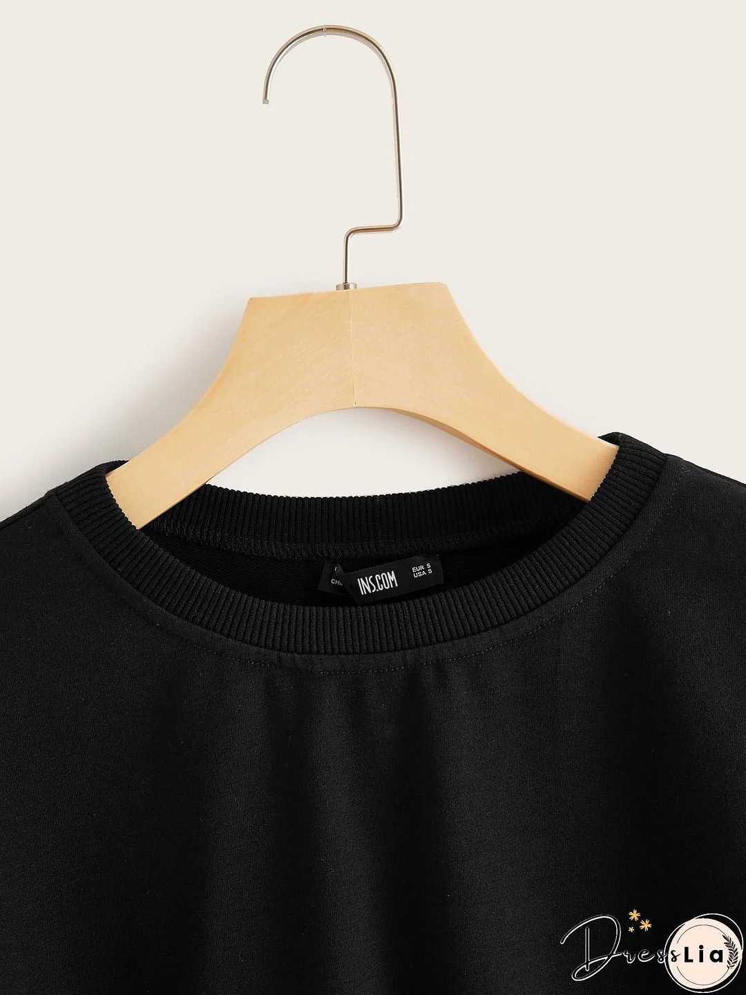 Drop Shoulder Solid Sweatshirt for Women