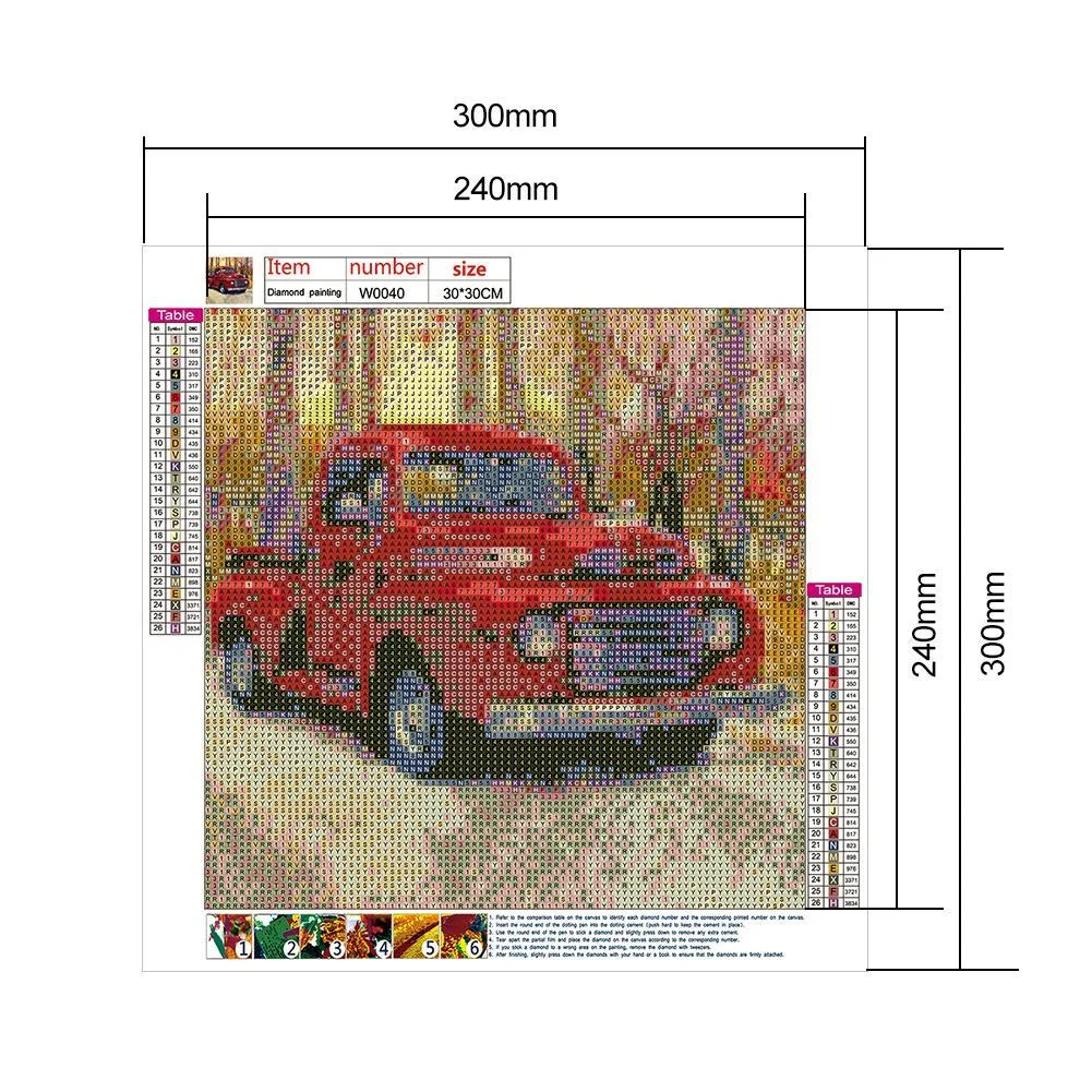 Diamond Painting - Full Round Drill - Red Car(30*30cm)