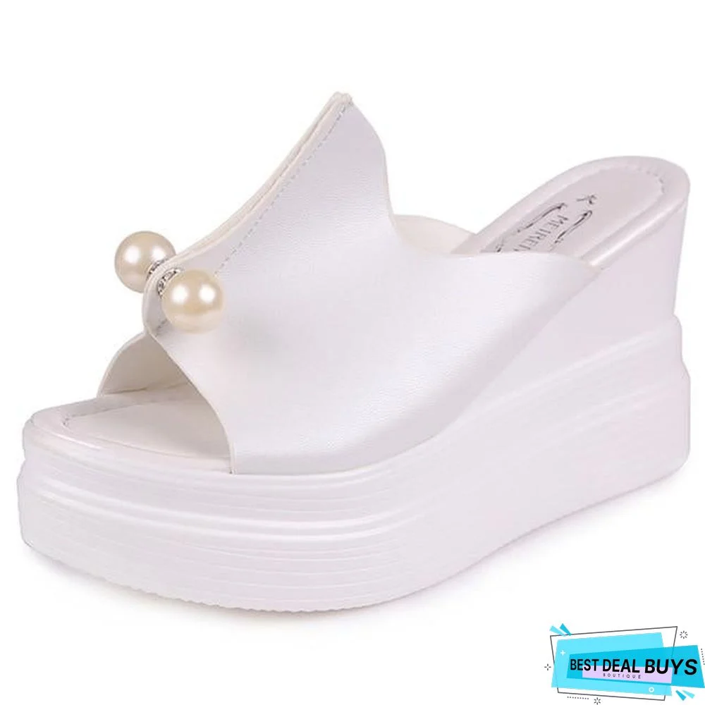 Women Summer Sandals Slippers Beach Shoes String Beads Platform Sandals