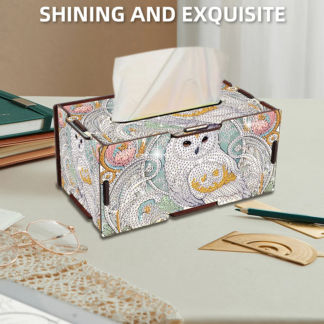 Wooden Diamond Painting Tissue Box for Home and Office Decoration (ZJH019)