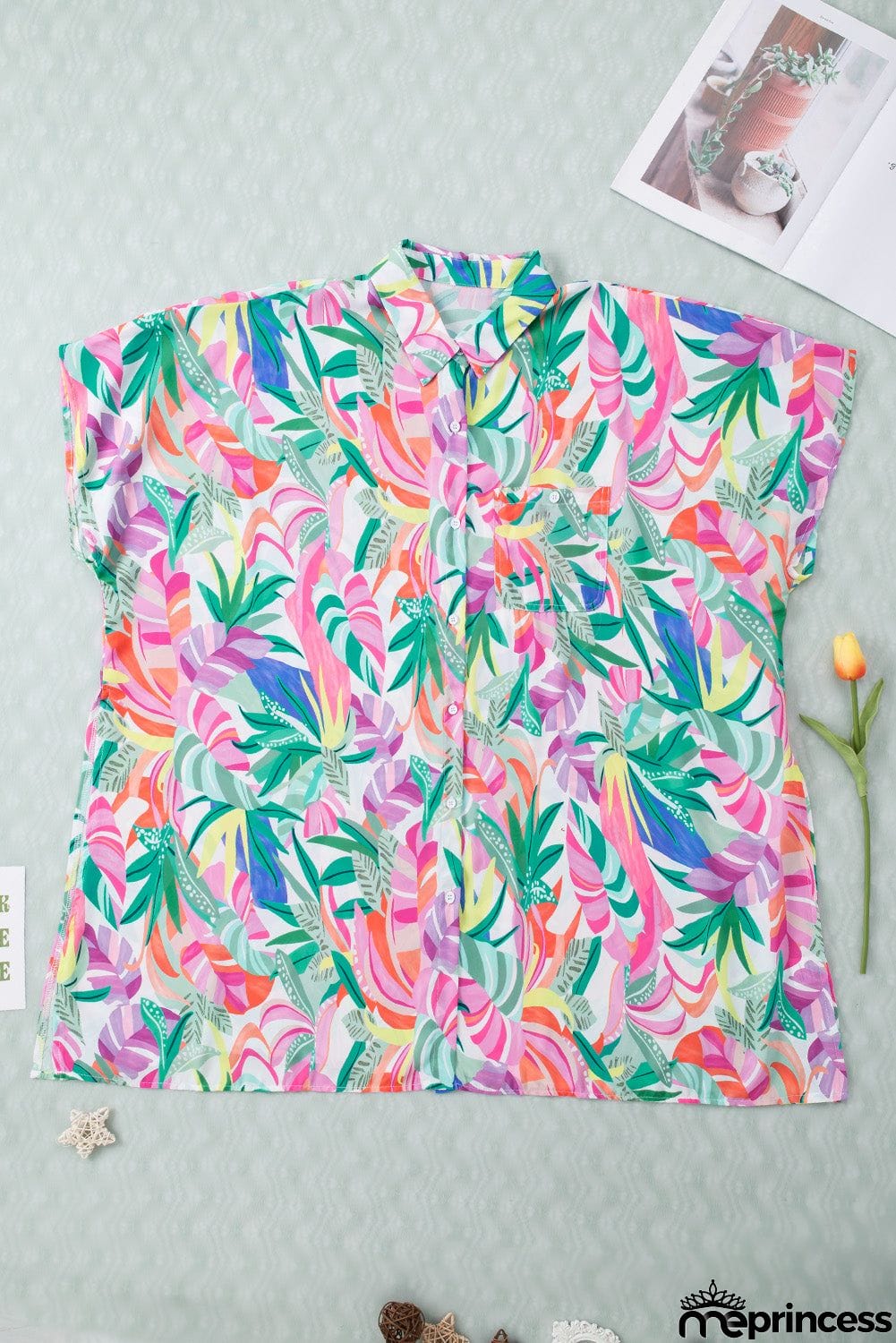 Multicolored Collared Neck Longline Cardigan