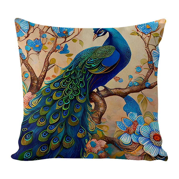 Pillow – Peacock 11CT Stamped Cross Stitch 45*45CM(17.72*17.72in)