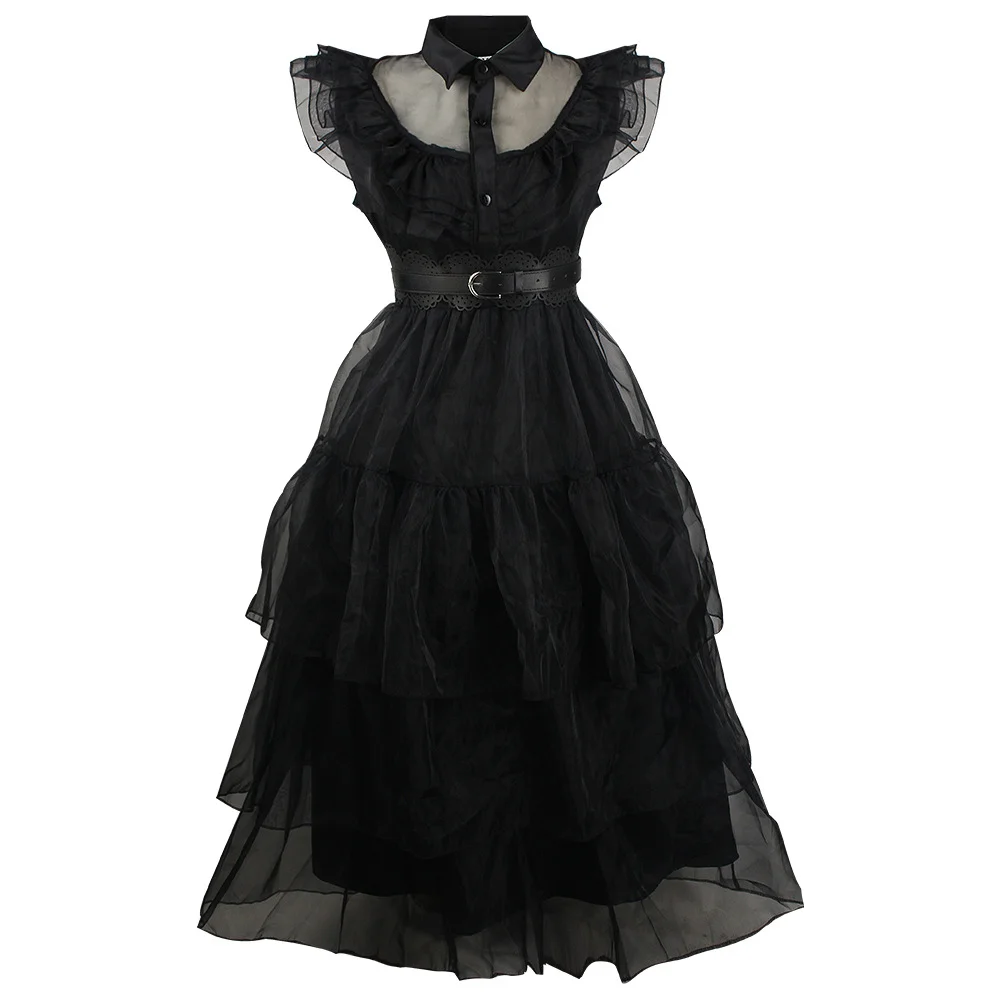 Women Black Dress Costume Empire Mesh Insert Cake Dress Novameme