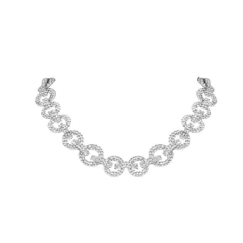 Sparkle rhinestone metal necklace
