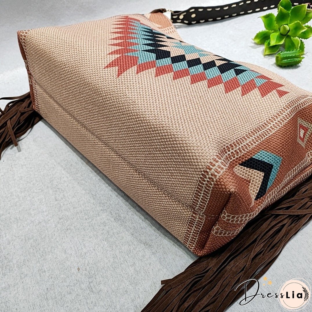 Vintage Hand-woven Streamer Cotton And Linen Shoulder Bag