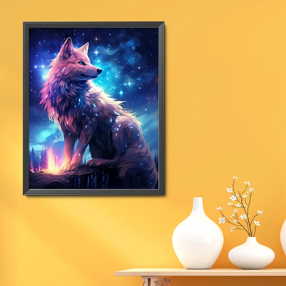 9CT Full Stamped Cross Stitch Bead Embroidery- Wolf(Canvas|41*50CM)