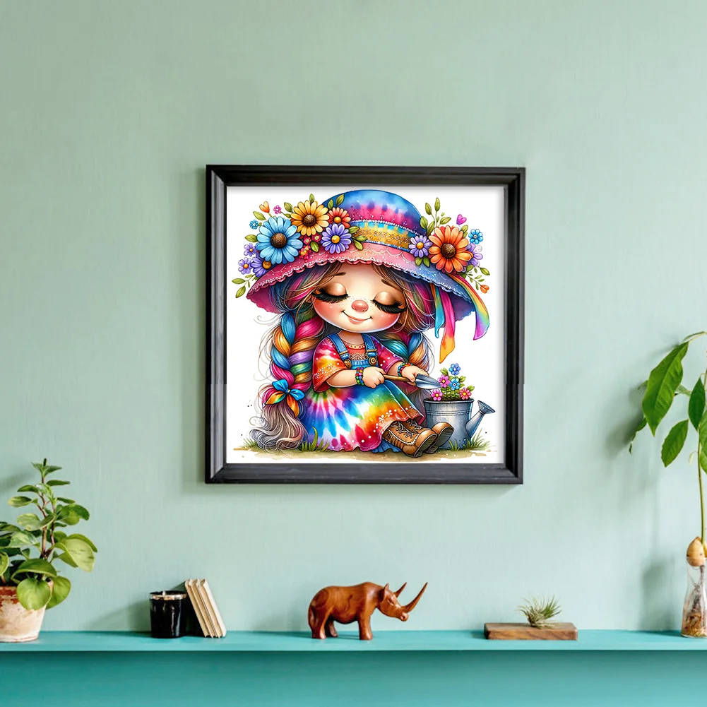Full Round Diamond Painting 30*30cm - Gardening Girl