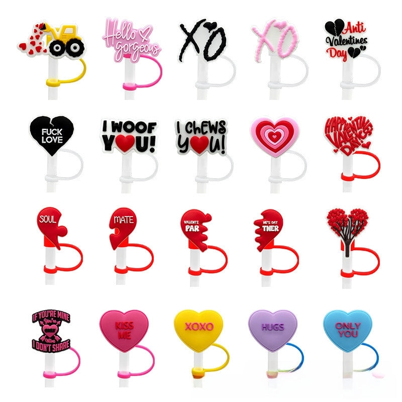 Love Cartoon Silicone Straw Cap 8-10 Straw Dust Cap Dust Cover Personalized Beverage Straw Sleeve Spot