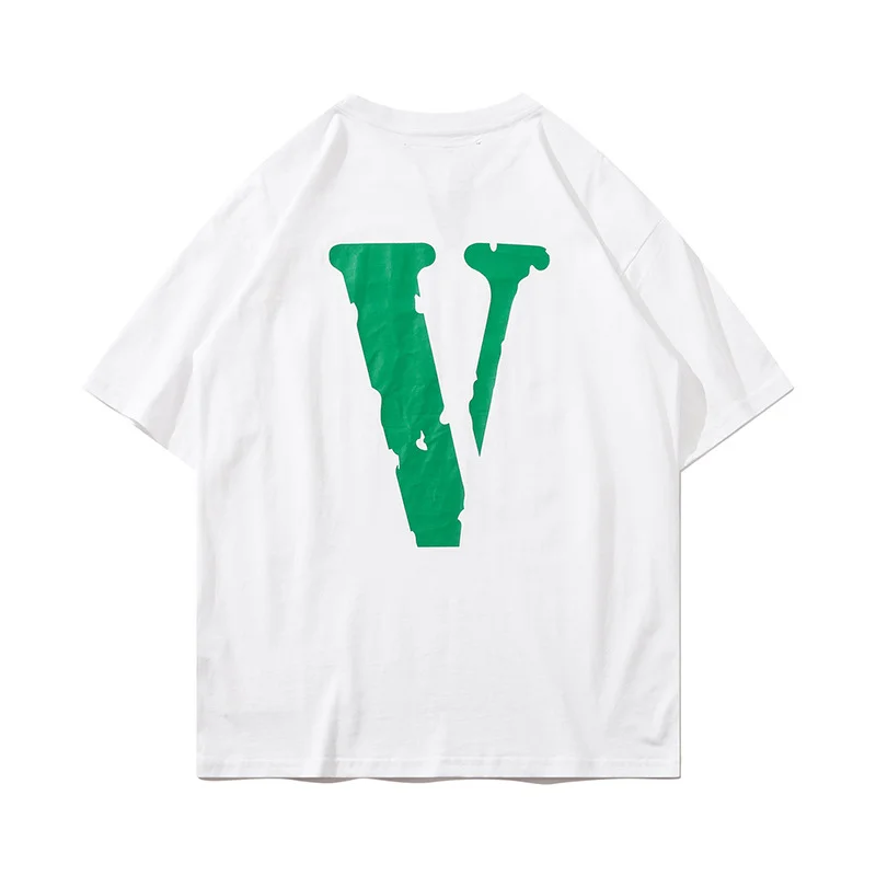 VLONE Short Sleeves Green Label Back Big V Couple T-Shirt