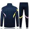 Joyfball 2024/2025 Kids Size Juventus Long Zipped Jacket Royal Blue Football Jersey （Vintage style）