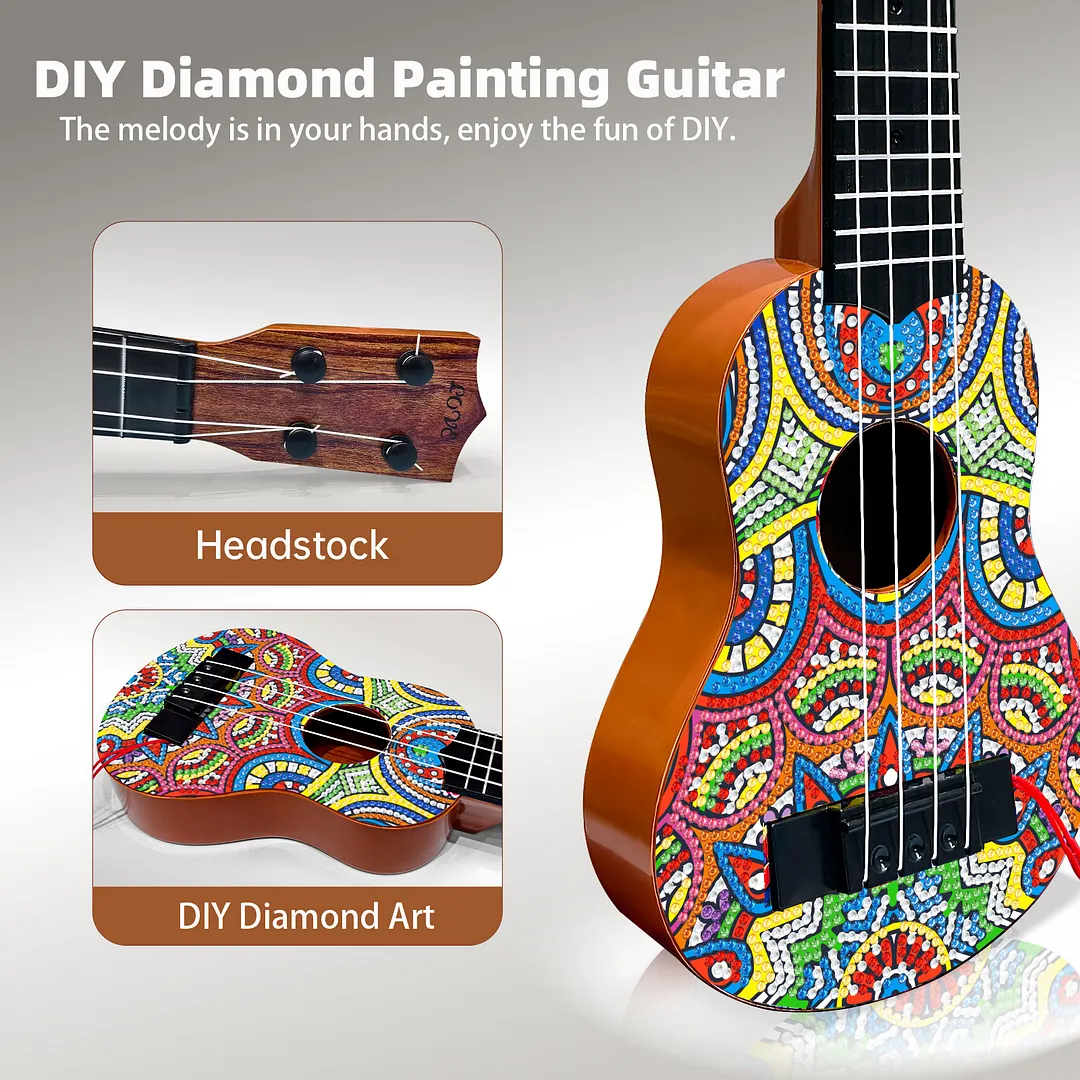 DIY Wooden Guitar Diamond Art Ornament Unique Gifts for Musicians (Mandala)