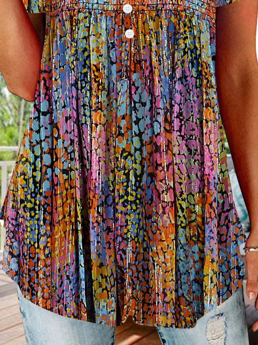 Women Half Sleeve V-neck Solid Color Dress