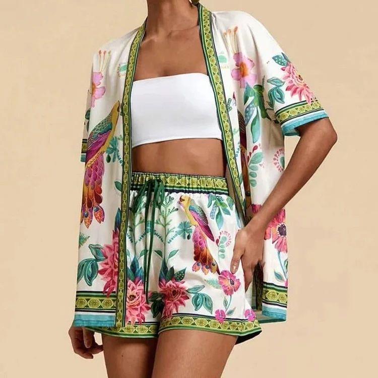 Women's Casual Bohemian Print Two Piece Set 