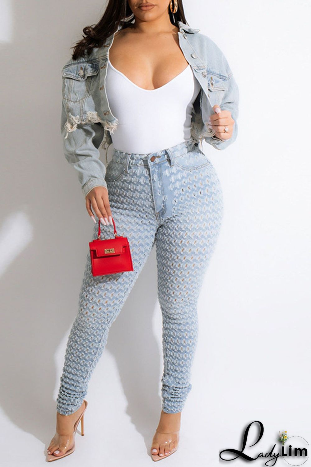 Black Yellow Street Print Make Old Patchwork Buckle Turndown Collar Long Sleeve Straight Denim Jacket