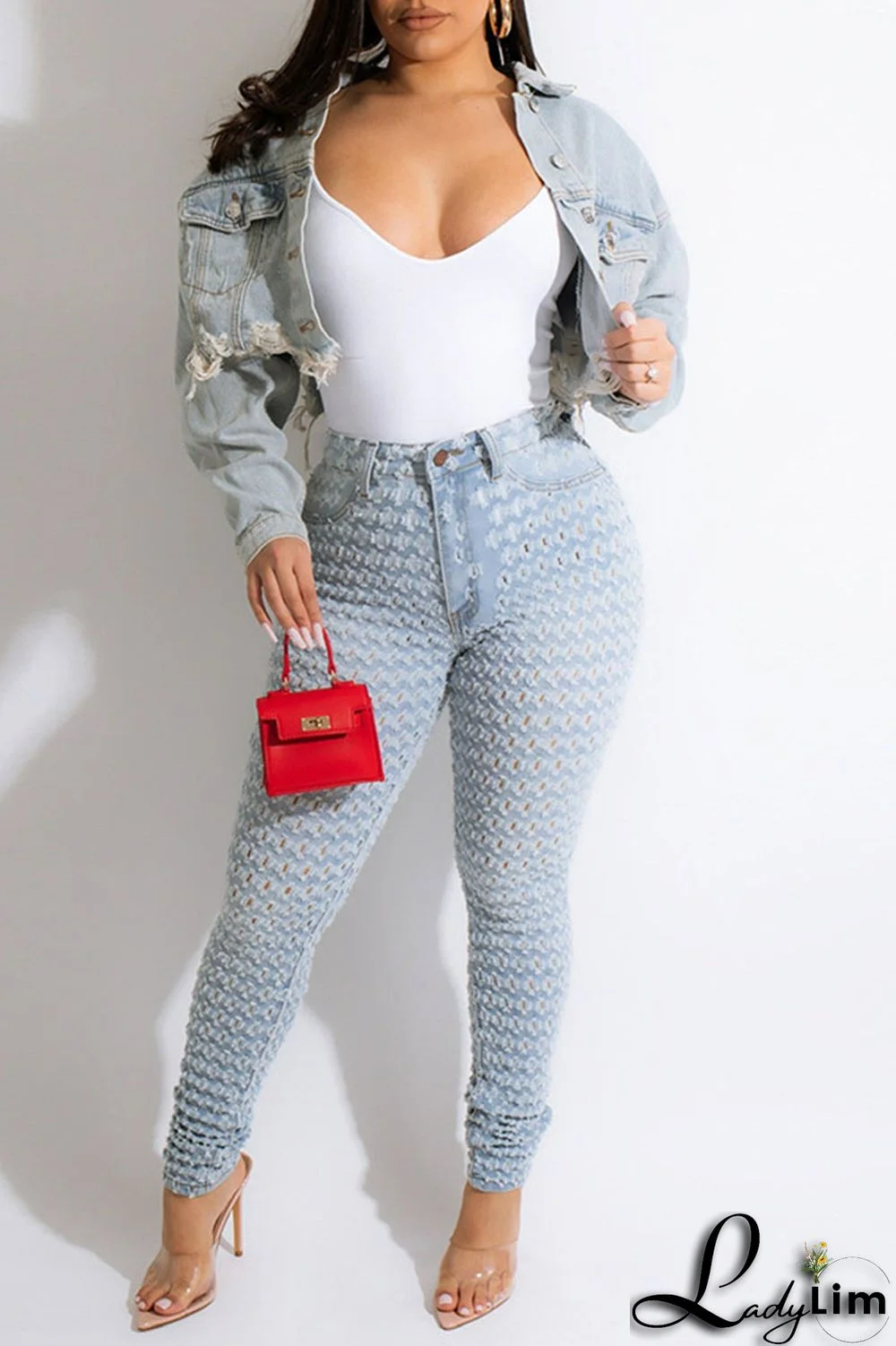 Black Yellow Street Print Make Old Patchwork Buckle Turndown Collar Long Sleeve Straight Denim Jacket