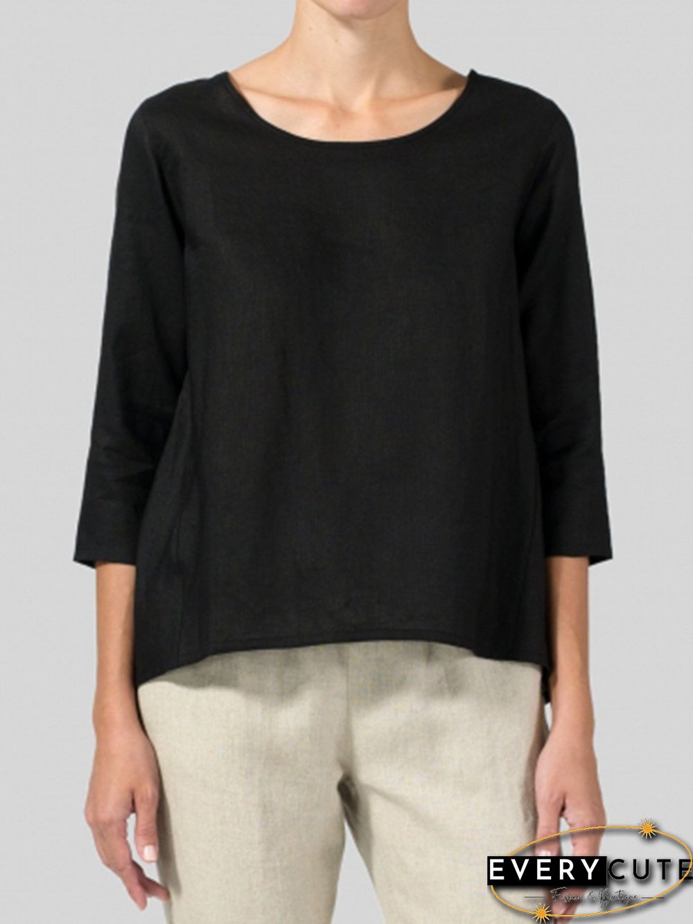 Women Casual 3/4 Sleeve Loose Tops Blouse Shirt