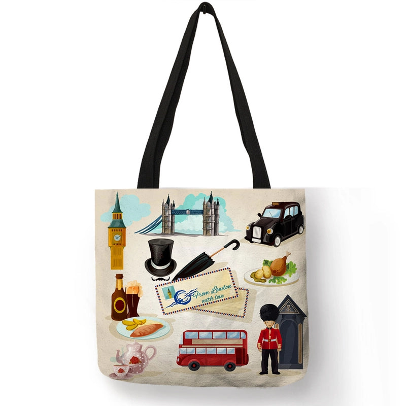 Women’s Medium Polyester Printing Basic Classic Style Square Open Shoulder Bag