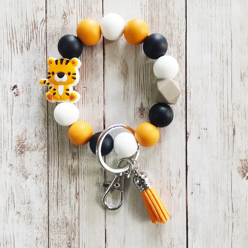 Classic Style Animal Alloy Wooden Beads Silica Gel Bag Pendant Bracelets Keychain