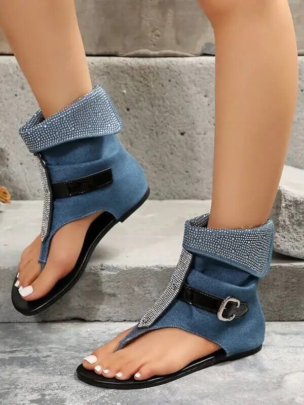 VCSHOES Ankle Sandals For Women Shoes Outdoor Female Zippers Ladies Short Boots Flip Flops Shoes