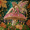 Mushroom Butterfly Girl Framed Special Shape Diamond Painting Kit 25x25cm