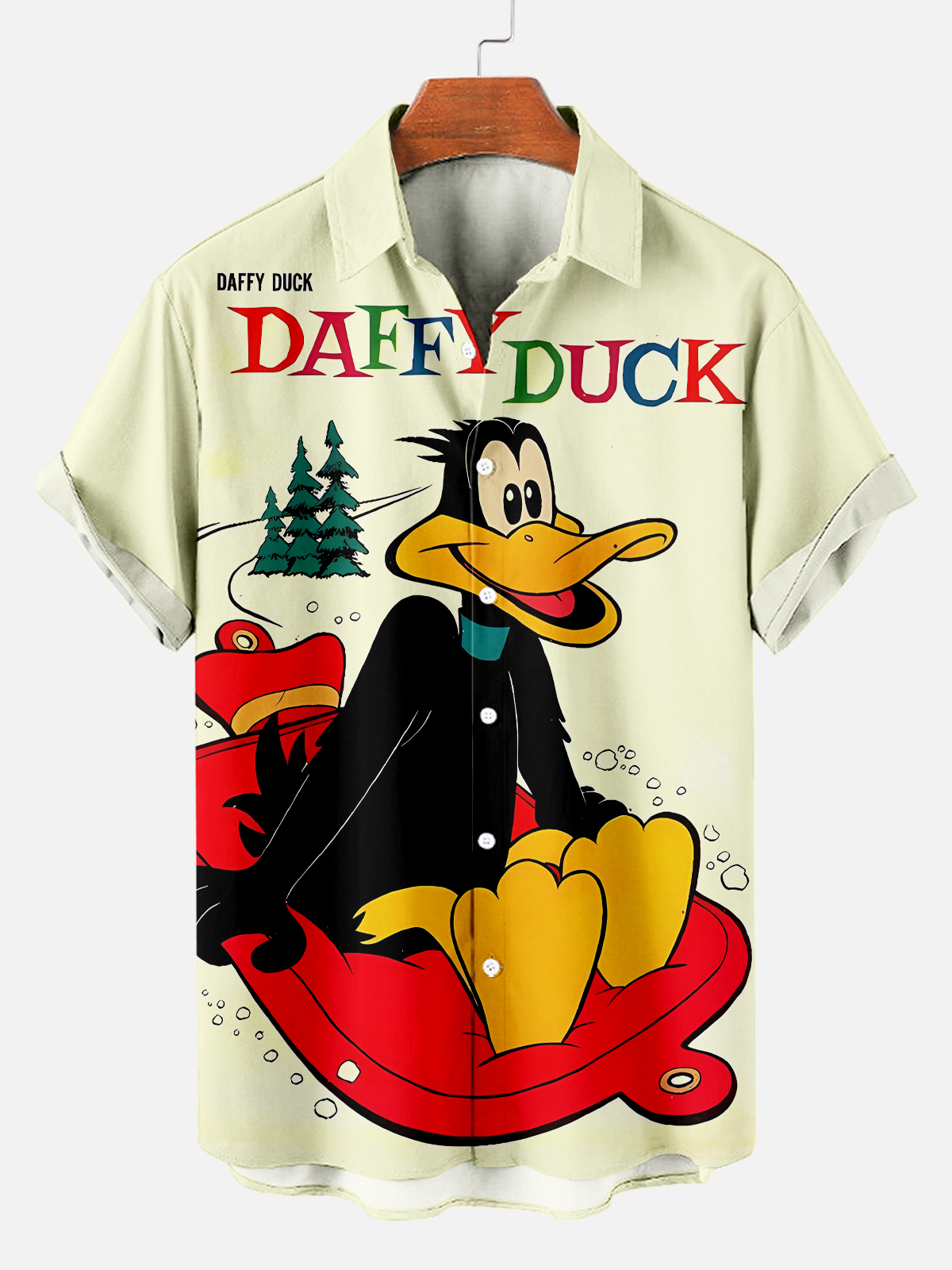 Men's Fun Duck Classic Cartoon Short Sleeve Casual Shirt PLUSCLOTHESMAN