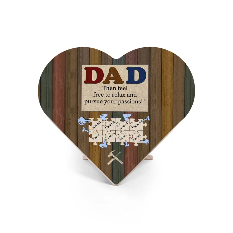 8 Names-Personalized Family Heart Wooden Ornament Gift-Customized Gift Ornament Desktop Decoration Picture Frame For Dad