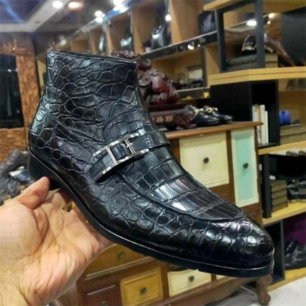 2021 Low-heeled Crocodile Print Plus Size Men's Low Trend Boots