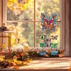 Diamonds Painting Double Sided Flower Butterflies Wind Chimes Pendant Kit for Window Decor