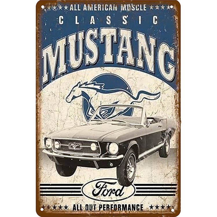 Classic Mustang Ford - Vintage Tin Signs/Wooden Signs - 7.9x11.8in & 11.8x15.7in