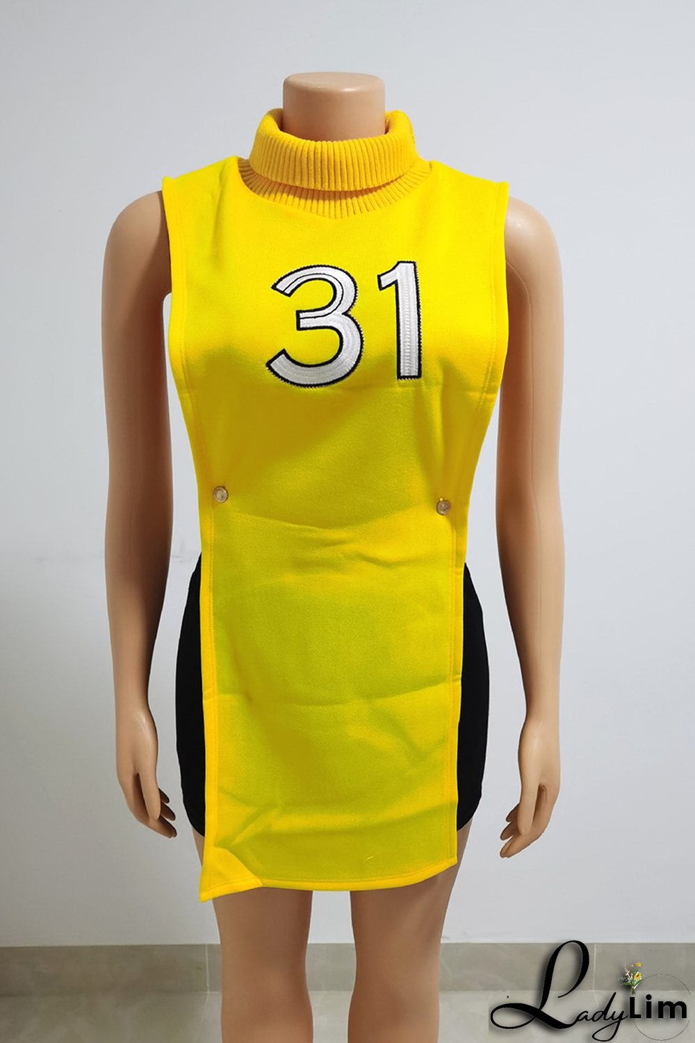 Black Casual Print Split Joint Turtleneck Tops