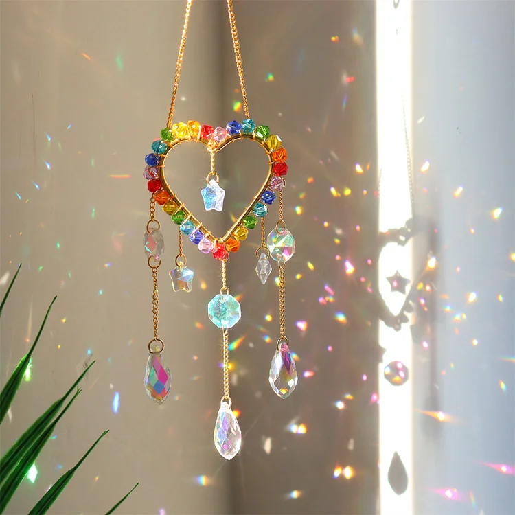 Colorful Beads Crystal Light Catching Jewelry for Living Window Room (Love)