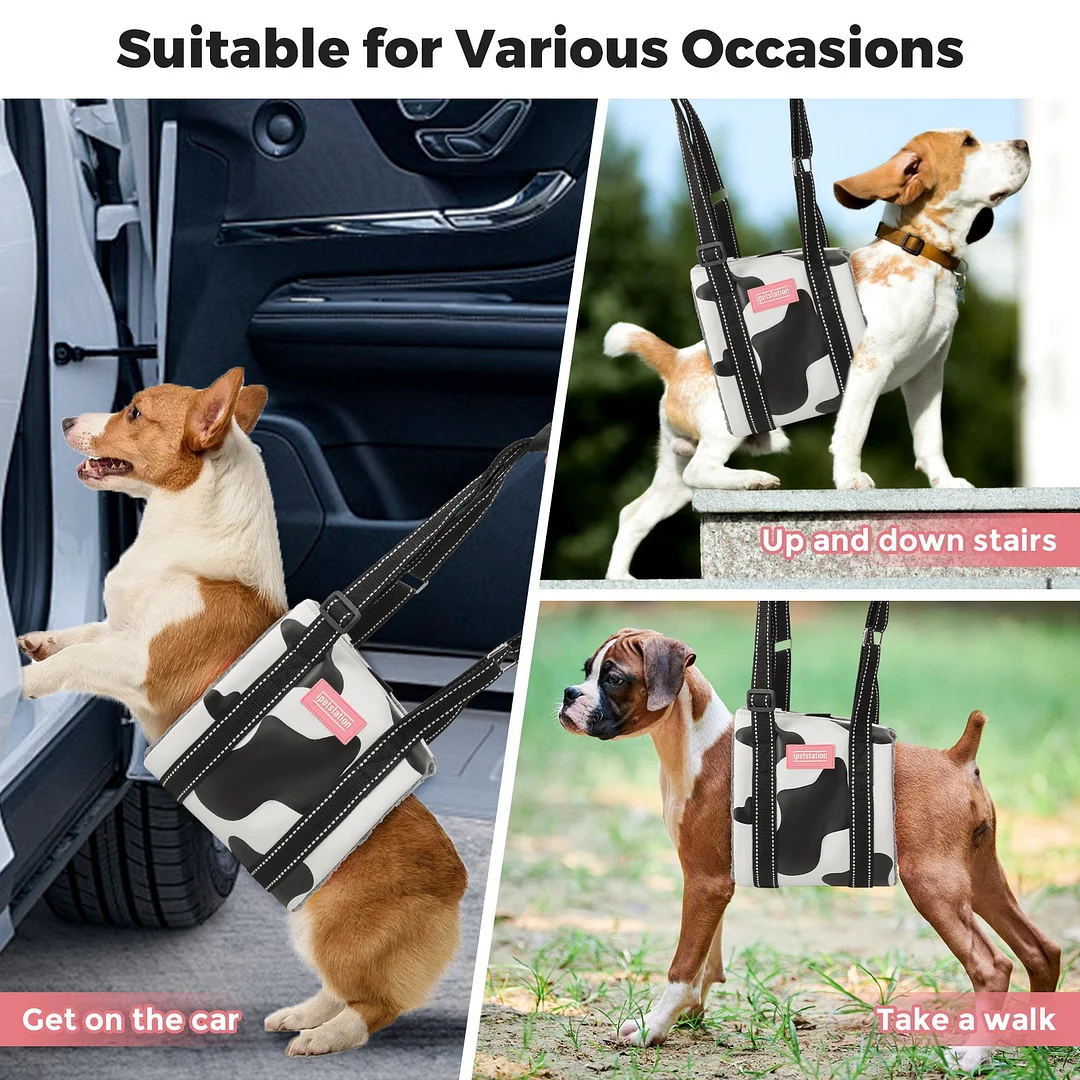 Dog Lift Harness Large Small Medium Sized Dogs,Dog Sling Support Harness Rear for Back Legs Senior Assist Hip Recovery Black White (S)