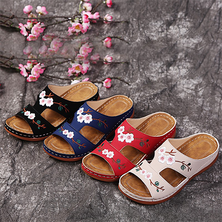 🎁LAST DAY 45% OFF🎁 Ortobloom Flower Embroidered Orthopedic Sandals
