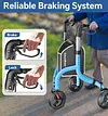 Soundfuse 3 Wheel Walkers for Seniors, Lightweight Foldable Aluminum Rollator Walker, Height Adjustable Three Wheel Walker