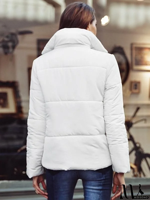 MidiSono - Turndown Collar Loose Parka Casual Thick Warm Jacket