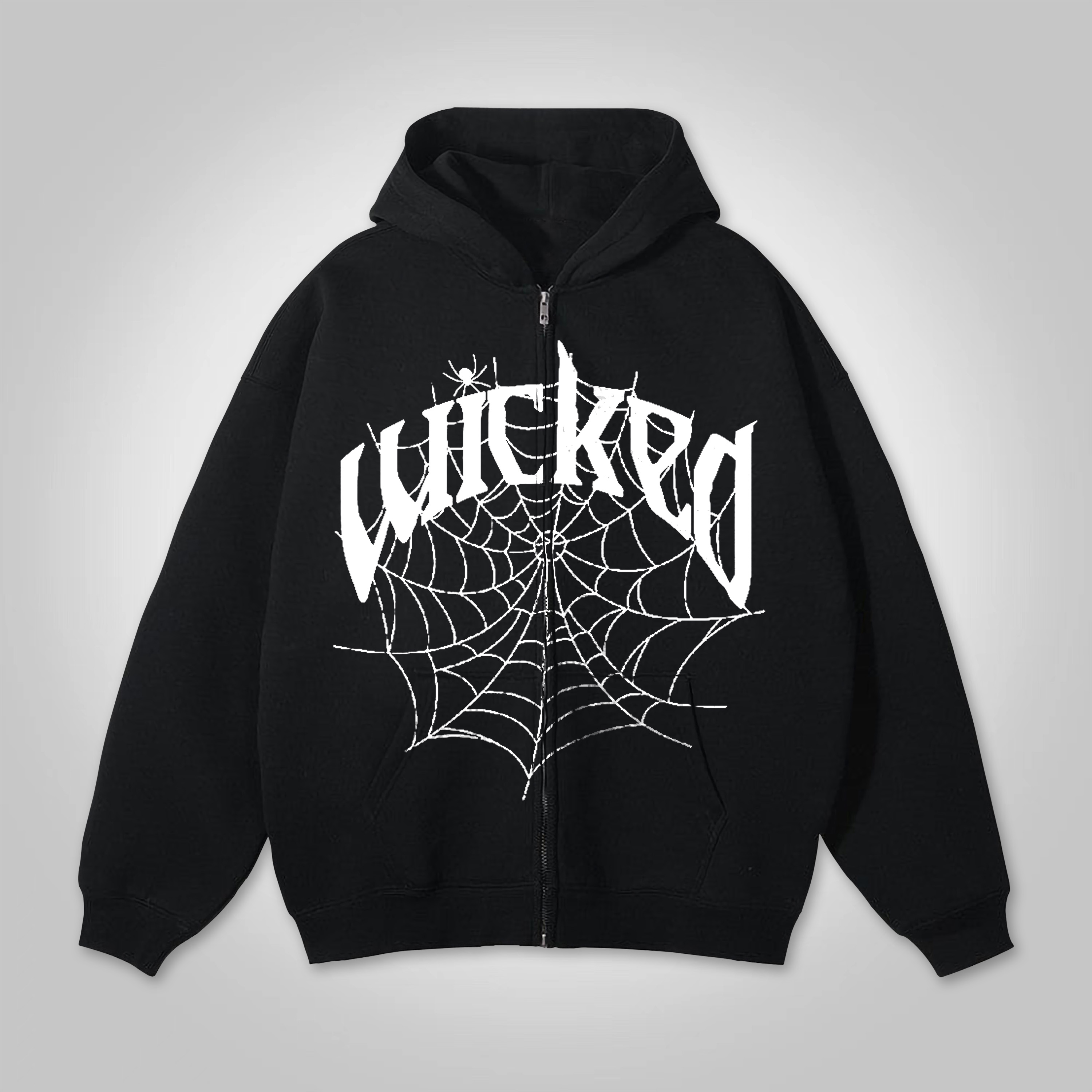 Sopula Spider Trend Print Fleece-Lined Zip-Up Hoodie - Sopula ｜Premium Graphic Tees & Graphic Streetwear