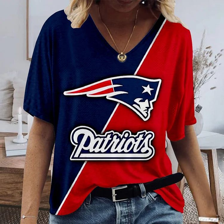 New England Patriots Lightweight Short Sleeve V-Neck T-Shirt