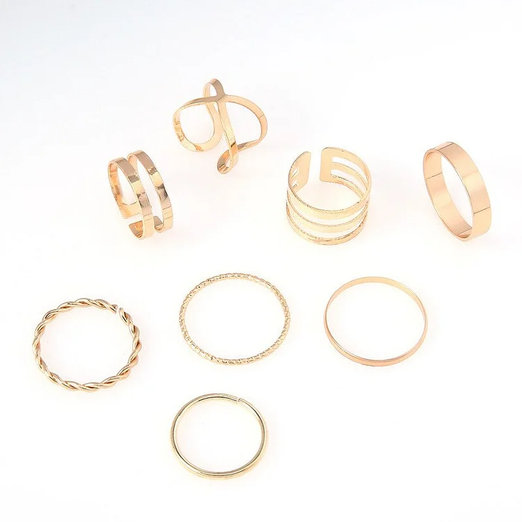 Fashionable new 8-piece rings set for women