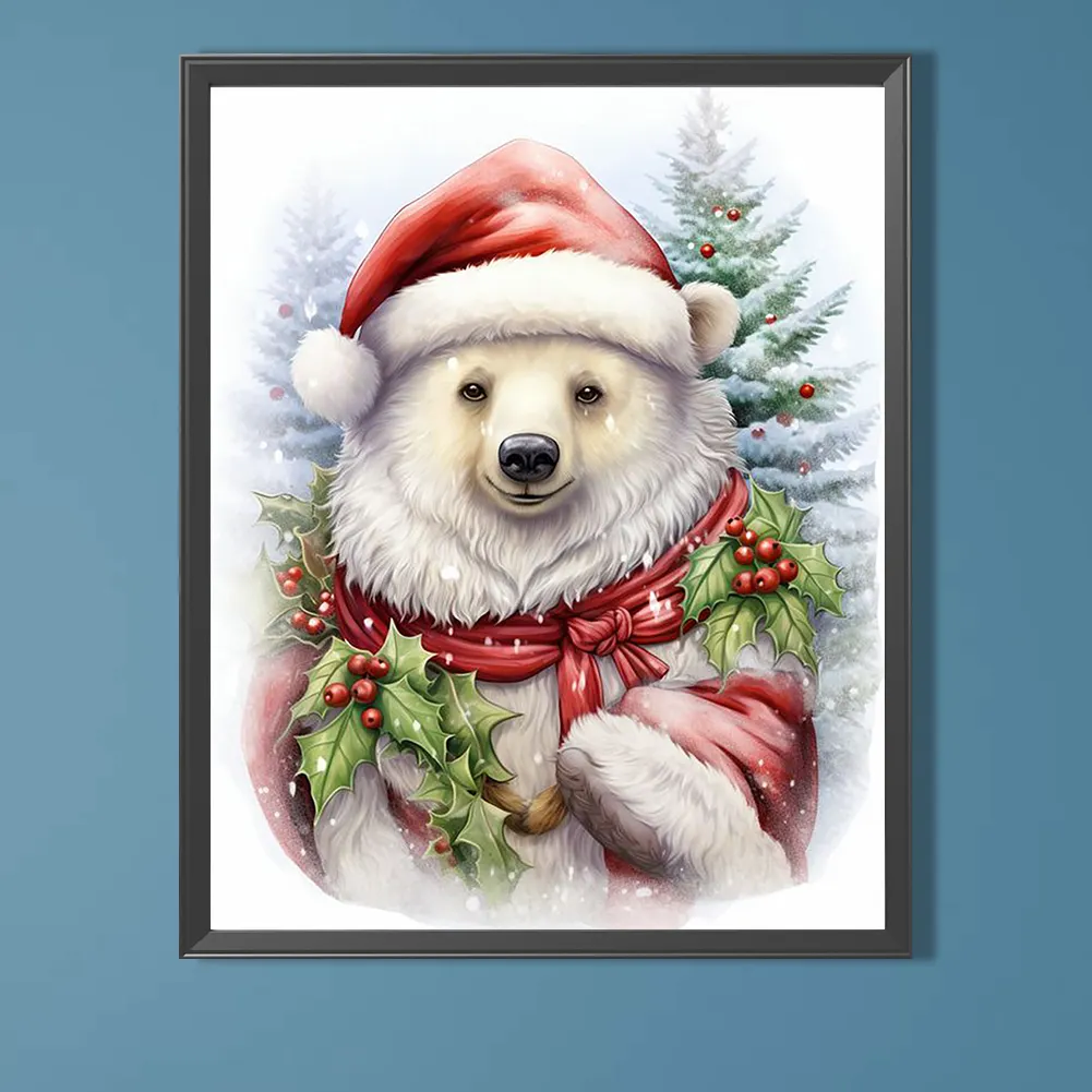 Full Round Diamond Painting 40*50cm - Christmas White Bear
