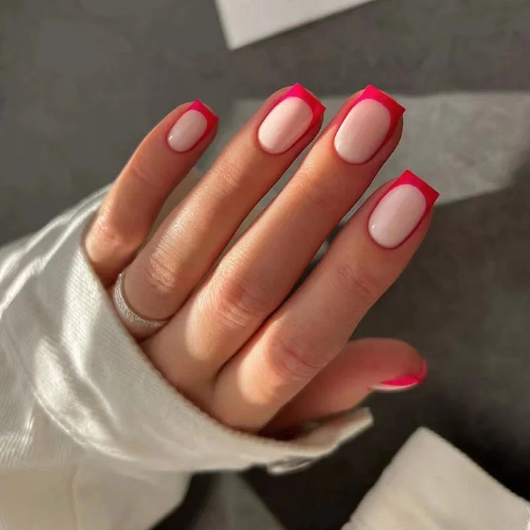 Red French Press-On Nails