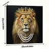 DIY Pearl Painting Crown Lion for Home Wall Decor with Frame(25x25cm)
