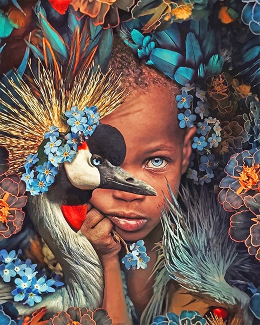 

Peacock African Boy – Paint By Numbers - 40*50CM, 501 Original