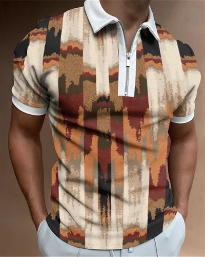 Men's Fashion Colorblock Casual Polo Shirt