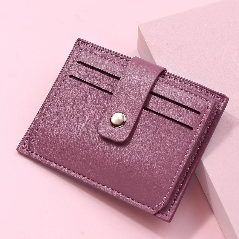 Women’s Solid Color Pu Leather Flip Cover Card Holders