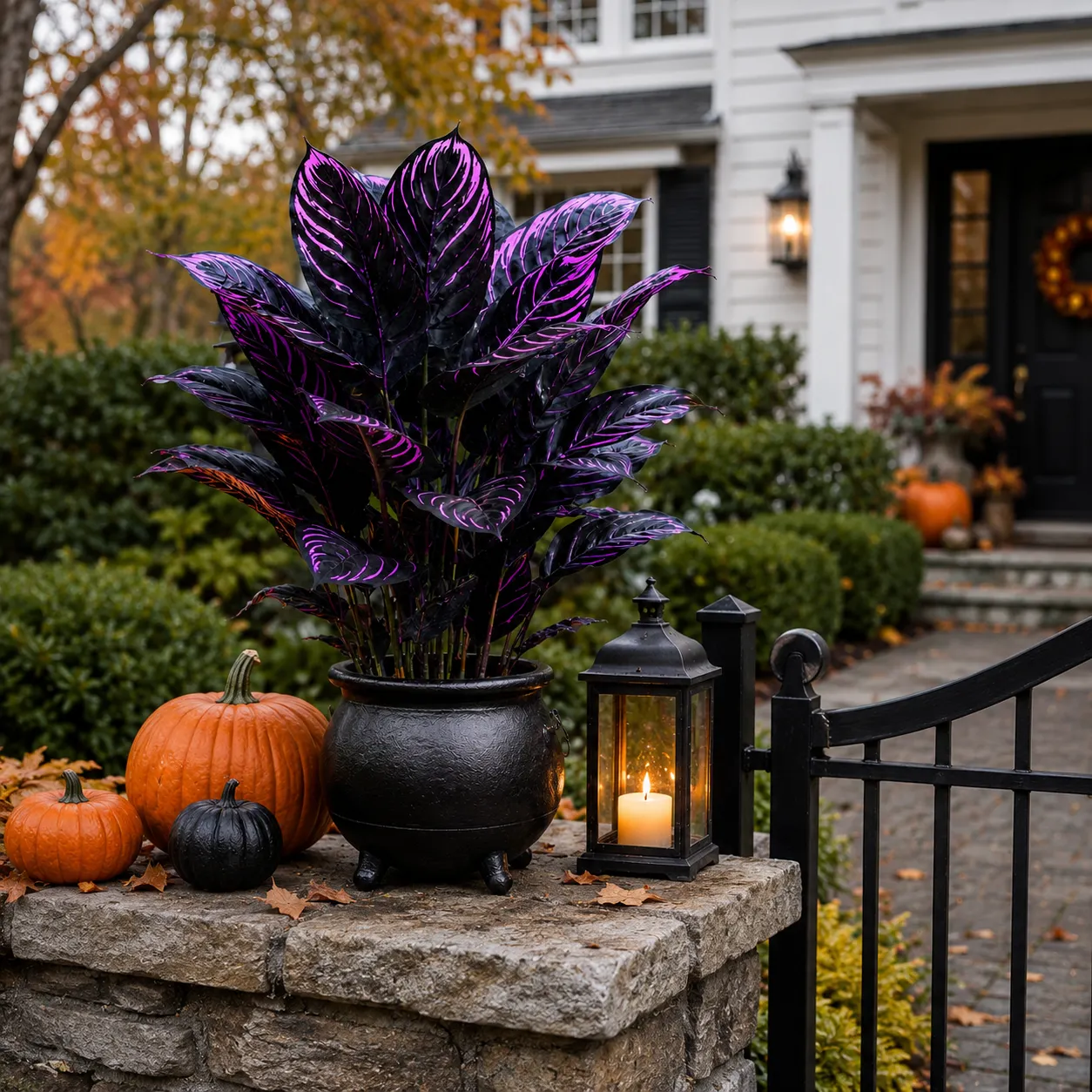 Midnight Violet Artificial Foliage – Halloween Porch & Gothic Decor