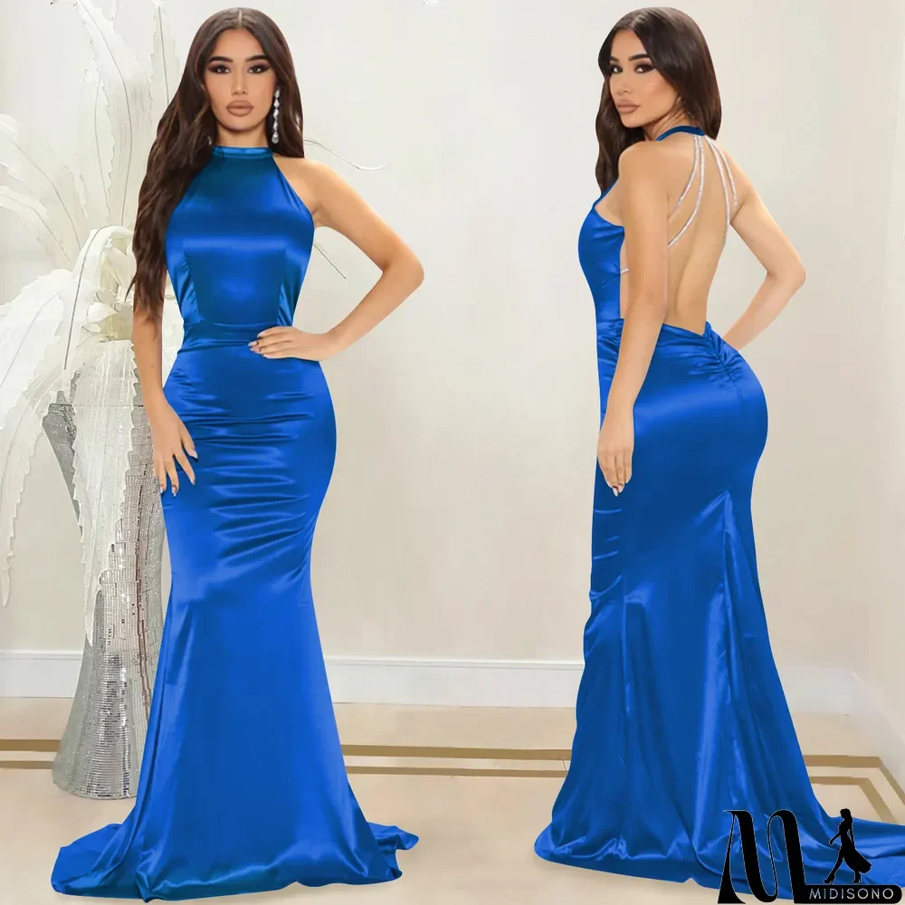 MidiSono - Fashion Solid Women's Round Neck Sleeveless Maxi Dress