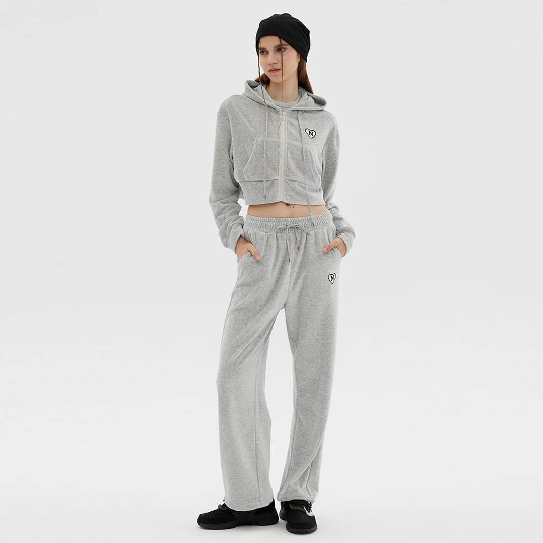 Velvet Hoodie +pants 2 piece set
