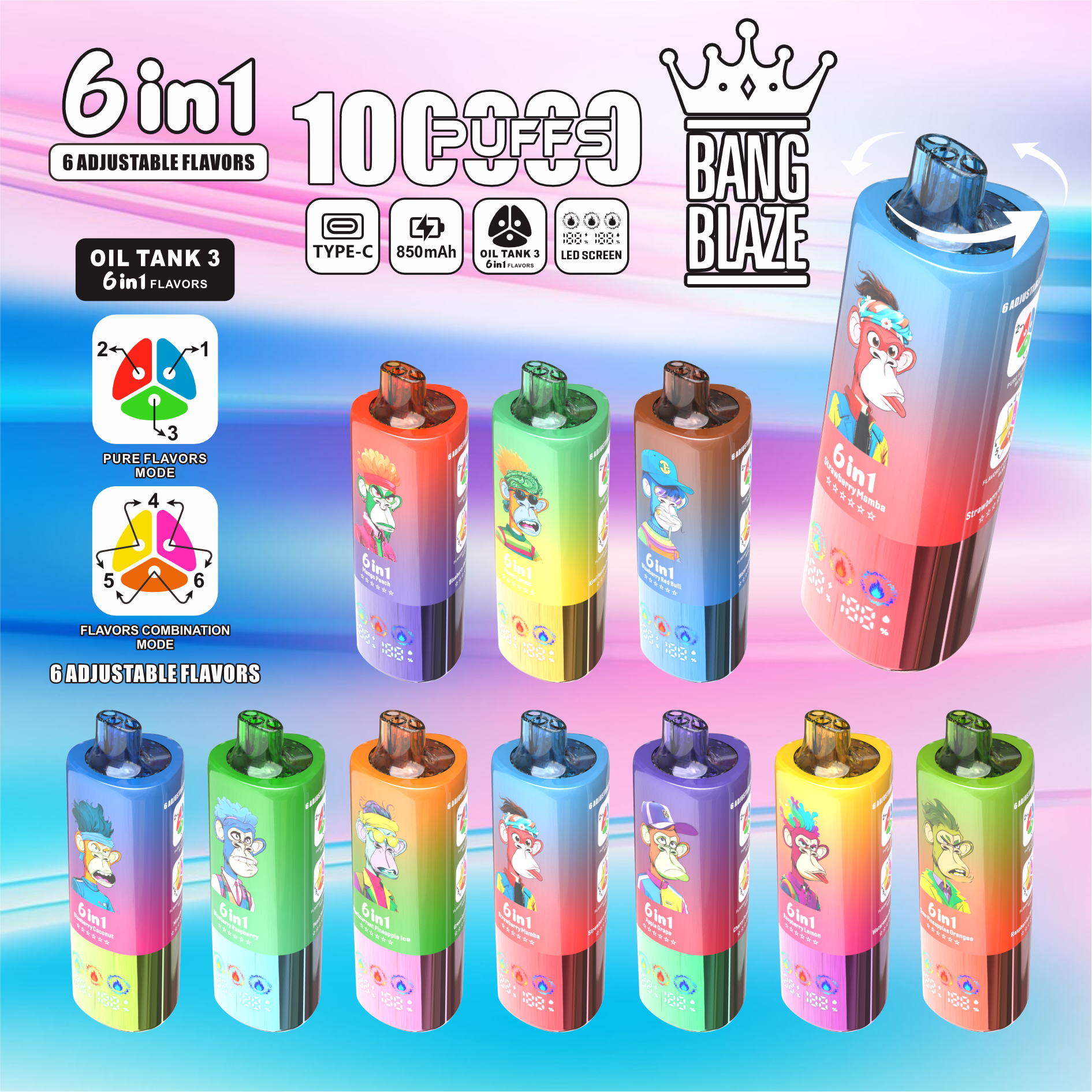 Bang Blaze 100000 100K Puffs 6 in 1（10PCS）EU mysite fumotvapeshop