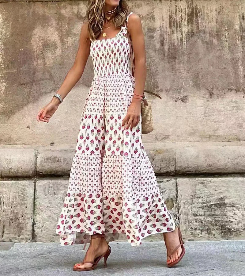 Bohemian style Ruffled Sleeves Maxi Dress